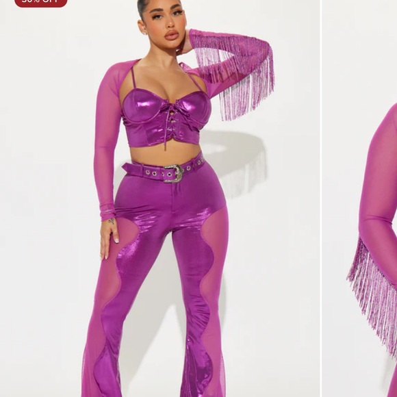 Fashion Nova Pants - Fashion Nova Purple Fringe Cowgirl Costume set